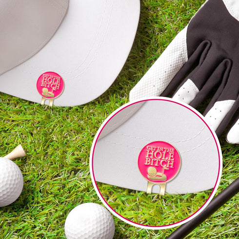 Funny Golf Ball Marker Accessories - 2pcs Golf Ball Markers with Magnetic Hat Clips & Velvet Pouch, Golf Gift