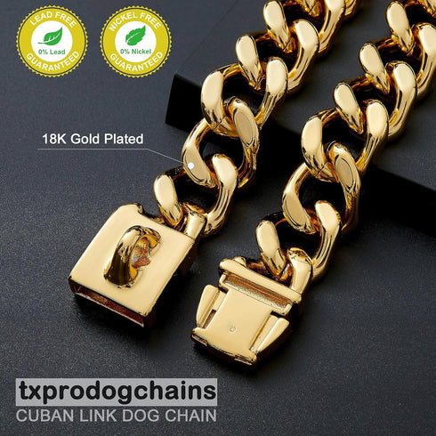 txprodogchains Big Dog Chain Collar with Buckle, Strong Heavy Duty 21MM Thick Wide Stainless Steel for Large Dogs