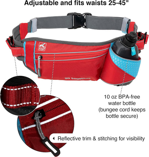 Kurgo On Trail Running Belt, Hands-Free Dog Running Belt for Walking Dogs, Adjustable and Reflective