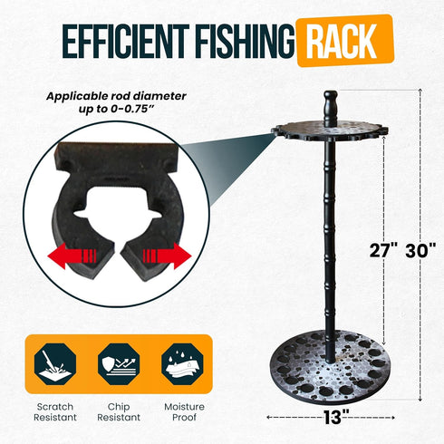 Rush Creek Creations Round Spinning Fishing Rod Holder for 16 Poles, Fishing Gear and Accessories, Rod Rack