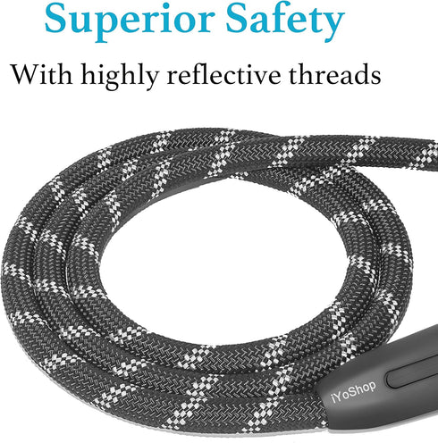 iYoShop 6 FT Durable Slip Lead Dog Leash - Padded Handle, Highly Reflective Threads, Medium/Large, Black