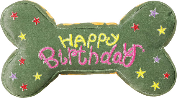 Dog Birthday Toys - Soft Cotton Filled Squeaky Bone Shape Cake for Small, Medium, and Large Breeds
