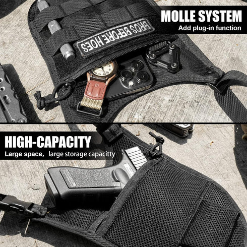 Underarm Sling Bag for Men - Slim Anti-Theft Conceal Carry Crossbody Tactical Molle Bag