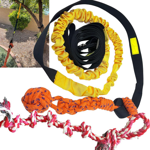 Jalousie Dog Bungee Toy, 20.35 ft Reinforced Interactive Toy with Two Replacement Rope Toys