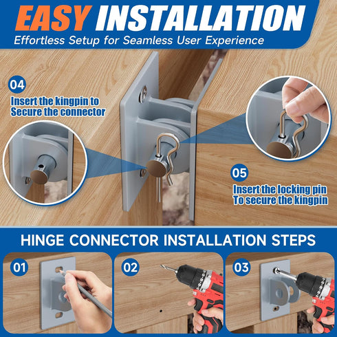 1 Pack Stationary Dock Connector Hinge Kit | Galvanized Dock Hardware Brackets | Heavy-Duty Dock Parts for Connect Dock