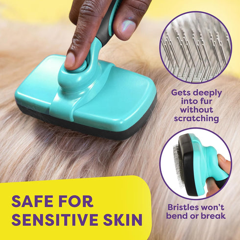 Hertzko Dog & Cat Brush, Self Cleaning Slicker Brush for Pets, Grooming Brushes for Long and Short Haired Dogs and Cats