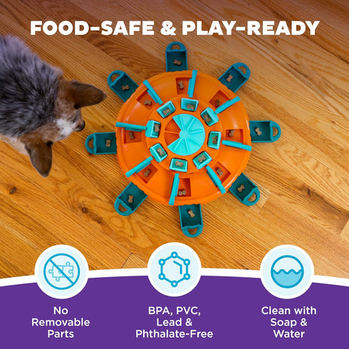 4 Outward Hound by Nina Ottosson Tower of Treats Level Expert Dog Treat Puzzle for Enrichment, Orange