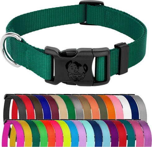 Country Brook Petz Dog Collar, American-Made, Medium, 3/4 Inch Wide, Deluxe Heavy Duty Nylon, Green
