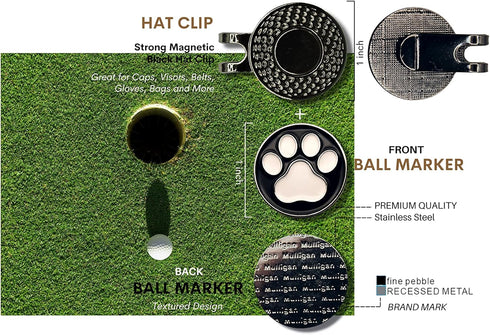 Mulligan Hooligan Golf Ball Marker + Magnetic Hat Clip, Funny Unique Golf Gift for Your Favorite Golfer
