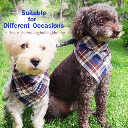 Adjustable Plaid Dog Bandanas, 1PC Soft Washable Cotton Triangle Bib for Small Medium Large Dogs and Cats