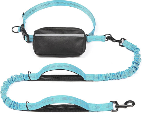 iYoShop Hands Free Dog Leash with Zipper Pouch, Dual Padded Handles and Durable Bungee for Walking, Jogging and Running