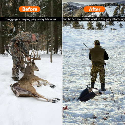 Tlswshsy Deer Drag Sleds - Multi-Purpose Utility Sled for Hauling Ice Fishing Supplies, Firewood, Duck Hunting