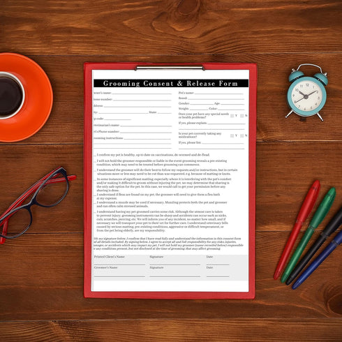 Boutique Marketing Pet Grooming Intake, Consent & Release Form, 50 Pack Standard Paper Size Supplies