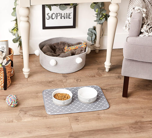 Bone Dry Ultra Absorbent Pet Mat, Machine Washable 12x18, Gray Trellis Print