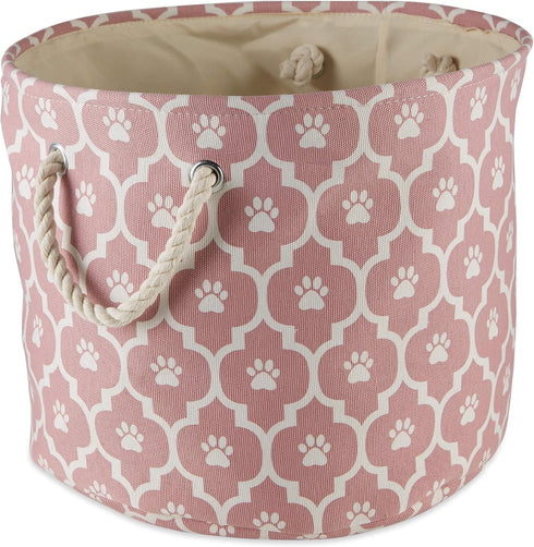 Bone Dry Pet Storage Collection, Lattice Paw Print, Rose, Small Round
