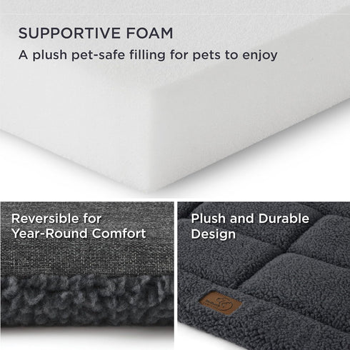 Bedsure Washable Dog Crate Bed for Small Dogs, Reversible Foam Floor Dog Mat, Lightweight Travel Flat Pet Beds for