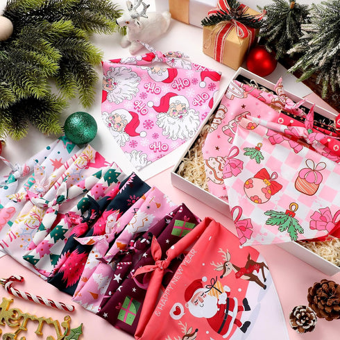 100 Newwiee Pieces Valentine's Day Dog Bandanas Bulk for Large Dogs Pink Red Pattern Pet Triangle Scarf Puppy Cat