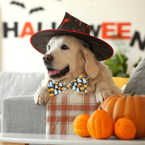 2023 New Halloween Dog Collar with Bow Tie for Boys and Girls, Small Medium Large Pets (Animal Print, Medium)