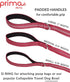 Prima Pet Premium Reflective Double Dog Leash - Adjustable Coupler, 2 Padded Handles, 6 Feet, RED