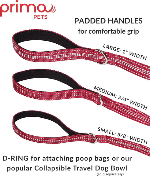 Prima Pet Premium Reflective Double Dog Leash, Adjustable Coupler, 2 Padded Handles, Tangle Free, Small