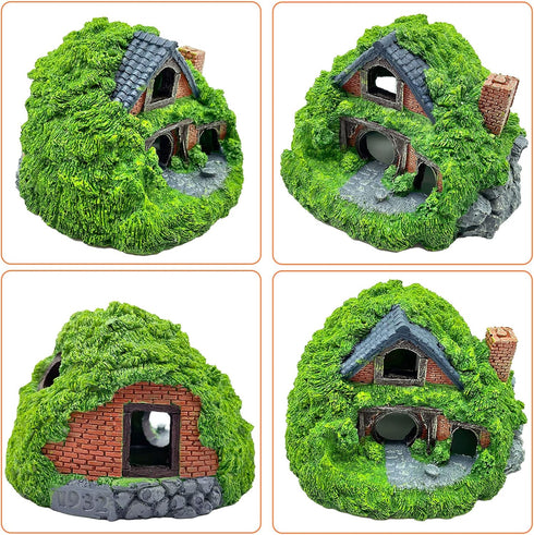 Tfwadmx 3 Pcs Hobbit House Resin Aquarium Decoration, Betta Hideout Cave, Mini Garden Landscaping Accessories