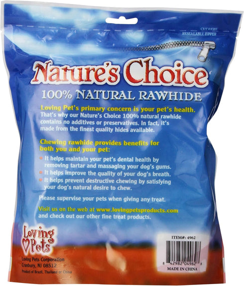 Loving Pets Nature's Choice - White Knotted Rawhide Bones for Dogs, 6-7" Bones