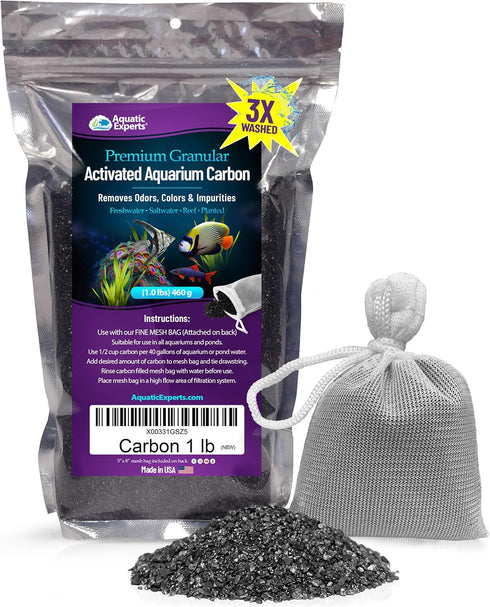 Premium Activated Carbon, Aquarium Filter Media for Fish Tank, Granulated, 1 lbs