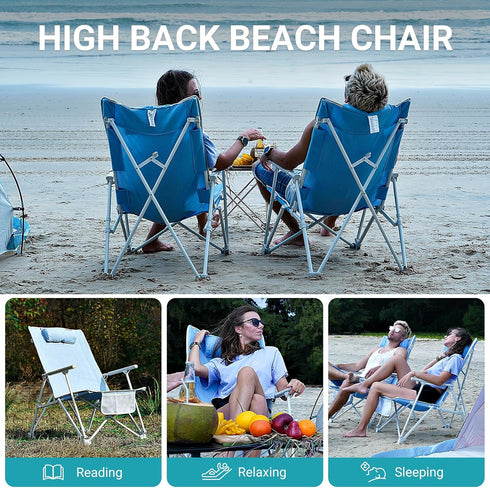 Sport,265 LBS #WEJOY Oversized Heavy Duty Beach Chair,Folding High Back Portable Camping Lawn Chairs for Adults