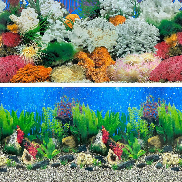 Aquatic Plant Aquarium Background Sticker – Coral HD Fish Backgrounds for Aquariums, 2 Sided 16"x 33" Fish Tank