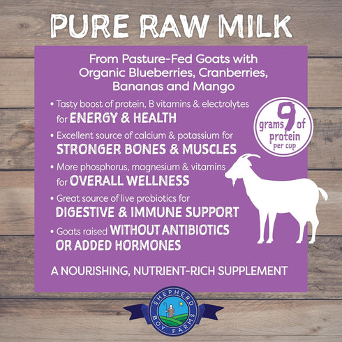 Shepherd Boy Farms Freeze Dried Raw Goats Milk with Probiotics for Dogs & Cats, Organic USA Fruits, High Protein Food