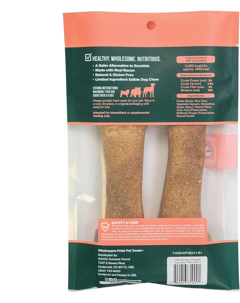 Wholesome Pride Natural & Healthy Dog Chews 2Pk, for Large Dogs, Bacon Flavor