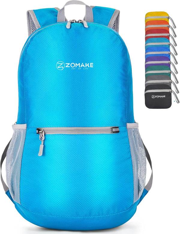 ZOMAKE Ultra Lightweight 20L Hiking Backpack, Packable Water Resistant Daypack for Women & Men (Light Blue)