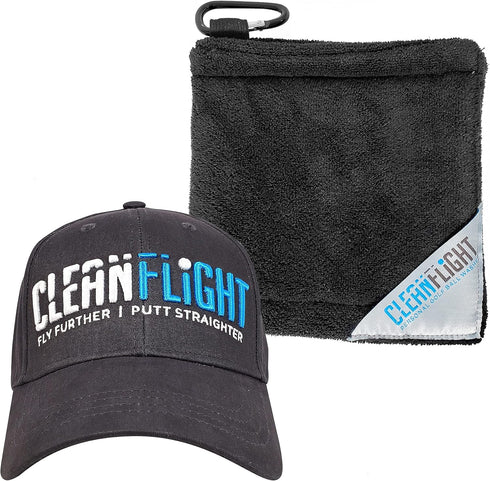 Premium Golf Ball Towel and Adjustable Flexfit Golf Cap Combo, Portable Microfiber Golf Accessories