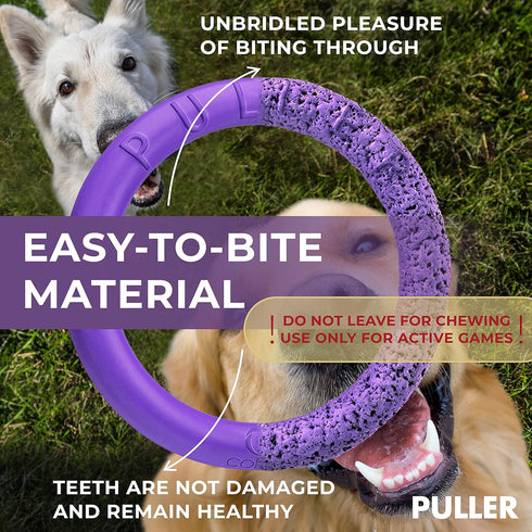 Puller Outdoor Dog Ring Toys - Fetch & Tug of War Toy for Small Medium Large Dogs, Soft Frisbee Alternative
