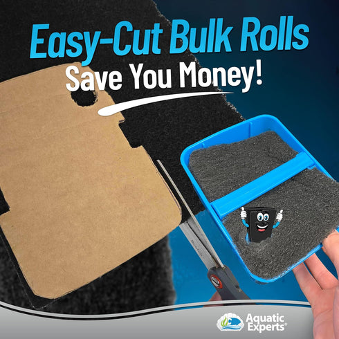 Aquarium Carbon Pad - Cut to Fit Carbon Infused Filter Pad Media for Crystal Clear Fish Tanks (18" x 36")
