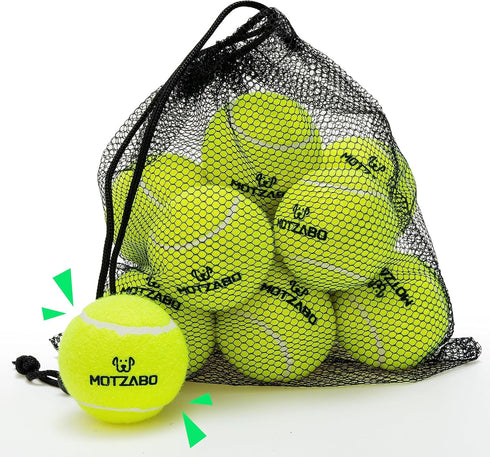 Dog Tennis Balls - 12 Pack 2.5" Squeaky Interactive Toys for Small Medium Large Dogs - Bounce Rubber for Training