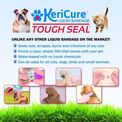 Pet Liquid Bandage Spray for Dogs & Cats - Tough Seal - 2oz Calming Wound Care Protection, Protects Cuts and Scratches