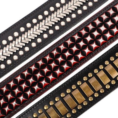PET ARTIST Soft Leather Dog Collar for Large Dogs - Luxury Genuine Leather with Rivet Studded, 2 inch Wide (Fit 18-23")