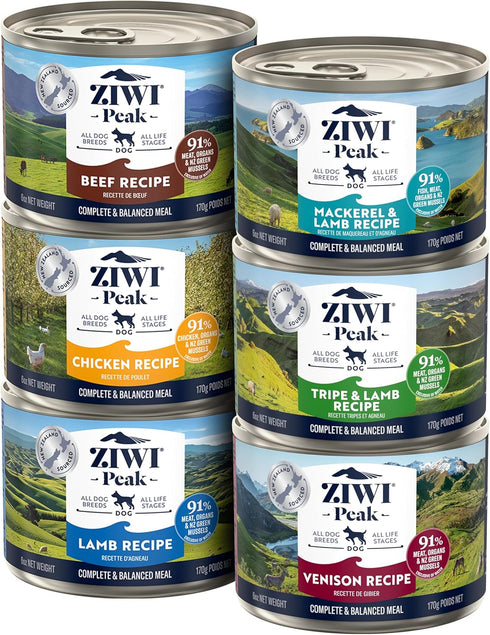 ZIWI Peak Wet Dog Food Variety Pack - Beef, Chicken, Lamb, Mackerel,
