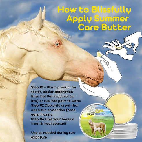 Summer 4 oz. The Blissful Horses Care Sun Butter, Gentle Horse Sunscreen, Easy-to-Apply Equine Sunblock Solution