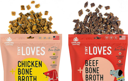 Farmland 32 oz.) Traditions Tiny Loves Jerky Trainer Treats for Dogs w/Bone Broth (Beef