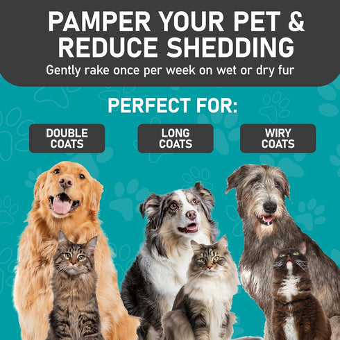 Maxpower Planet Hair Brush - Double Sided Dematting Undercoat Rake for Dogs and Cats, Extra Wide Grooming Brush, Reduce