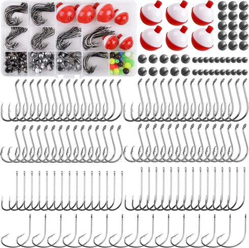 Fishing Bobbers Tackle Kit - 186pcs Basic Fishing Tackle Box Set with Hooks, Bobbers, Sinkers for Beginners Fishing