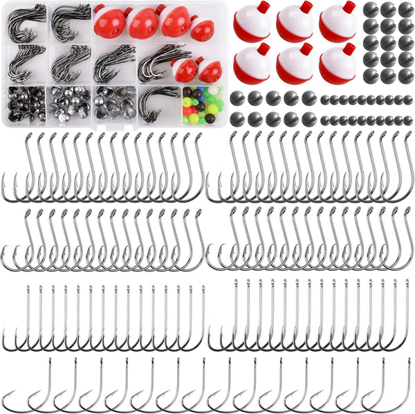 Fishing Bobbers Tackle Kit - 186pcs Basic Fishing Tackle Box Set with Hooks, Bobbers, Sinkers for Beginners Fishing