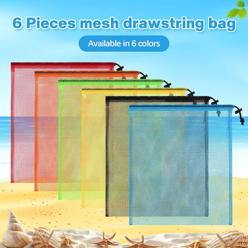 LEIFIDE 6 Pcs Diving Bag, Nylon Mesh Drawstring Bags for Snorkeling Swimming Gear