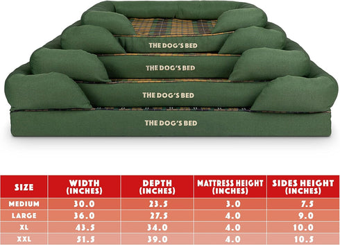 Replacement Outer Cover for The Dog's Bed Orthopedic, Medium, Washable Fabric, Green Tartan