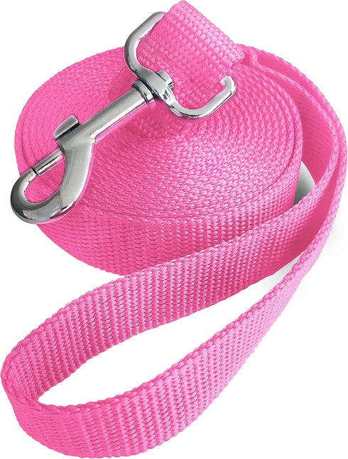 10ft Pink Dog Leashes - Strong Traditional Style Extra Long Leads for Large, Medium & Small Dogs - Great for Parks,