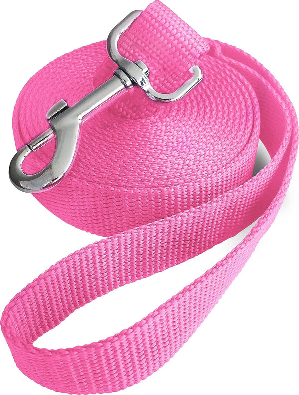 10ft Pink Dog Leashes - Strong Traditional Style Extra Long Leads for Large, Medium & Small Dogs - Great for Parks,