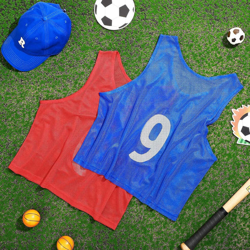 24 Scrimmage Scrimmage JenPen Pcs Nylon Mesh Pinnies with Numbers Jerseys for Vest Soccer Bibs for Youth Adult