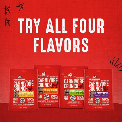 3.25 oz Stella & Chewy's Freeze-Dried Raw Dog Treats - Carnivore Crunch for Training - Natural Limited Ingredient